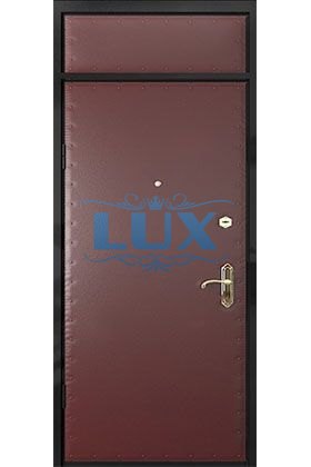 недорогая металлическая дверь с верхней вставкой